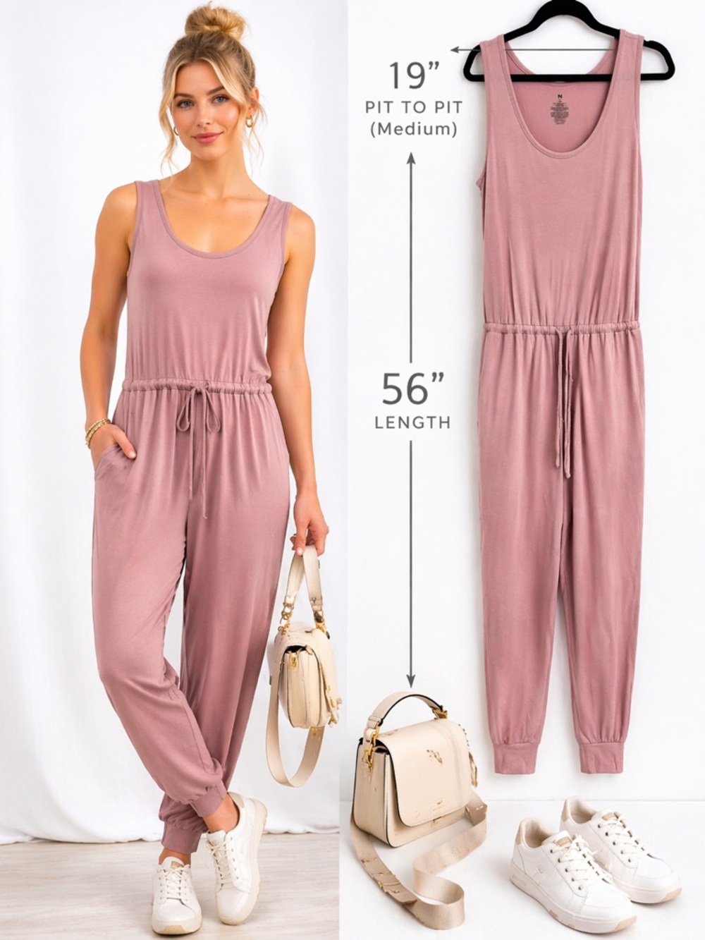 Natori Mauve Sleeveless Drawstring Jumpsuit
